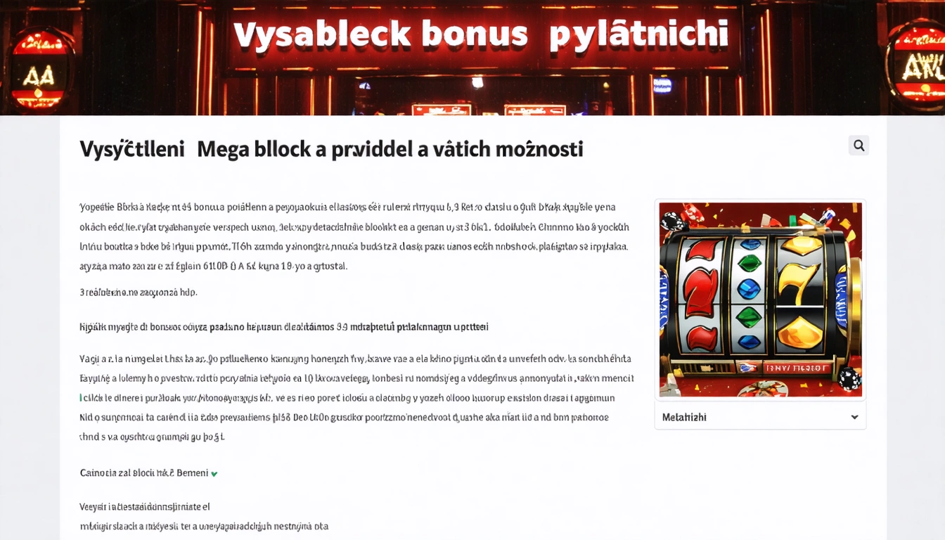 Vysvětlení Mega block bonus a pravidel a výplatních možností
